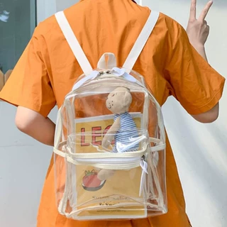 果冻透明双肩包夏季大容量学生书包女ins风pvc背包轻盈轻盈便携