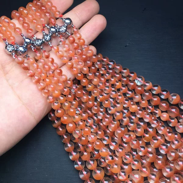 Natural Red Rabbit Fur Crystal Cornucopia Tower Chain