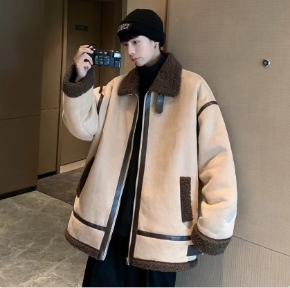 2022 Invierno nueva lana de cordero engrosada capa de algodón acolchado estilo coreano suelto de moda solapa algodón acolchado chaqueta de gamuza caliente chaqueta acolchada de algodón