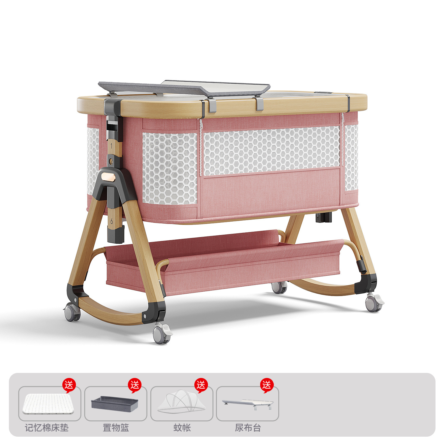 Cama para bebés, campana móvil, cuna, cama plegable portátil multifuncional, cama BB para recién nacidos, cama de empalme grande