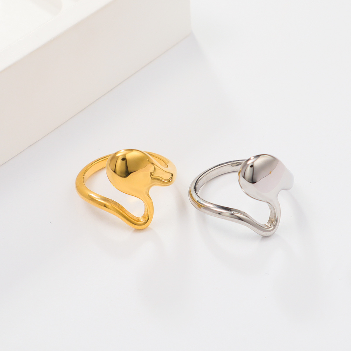 10g Weight Ion Plating (IP) Gold Plating Process Rings Classification 6, 7, 8 Ring Size 1 Piece Quantity Holiday, Daily Occasion 316 Stainless Steel Material Geometric Pattern Women's Gender Irregular, Plating Design Lady Style 316 Stainless Steel Ion Plating (IP) Geometric Lady Rings For Women's 1