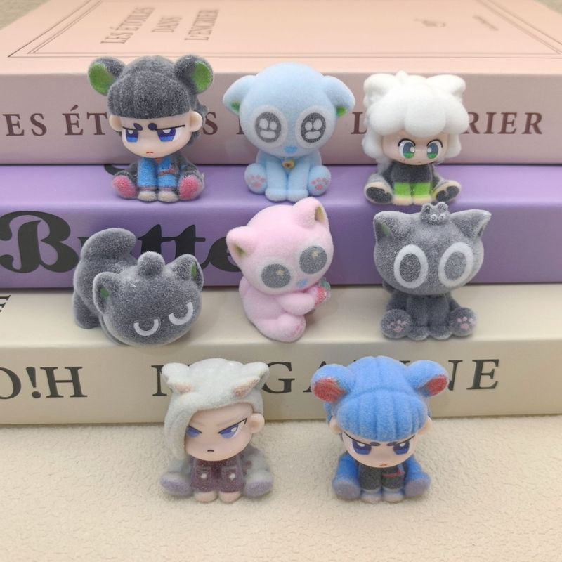卡通植绒罗小黑 DIY树脂饰品配件盲盒公仔钥匙扣挂件桌面车载摆件|undefined