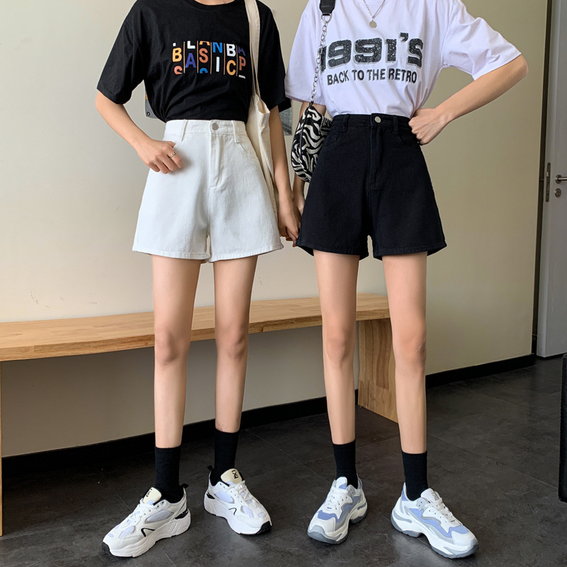 Super High Waist Student Denim Shorts Women's 2023 Summer New Slim Korean Style Wide Leg Curl A- line Hot Pants Trendy Cross-Border