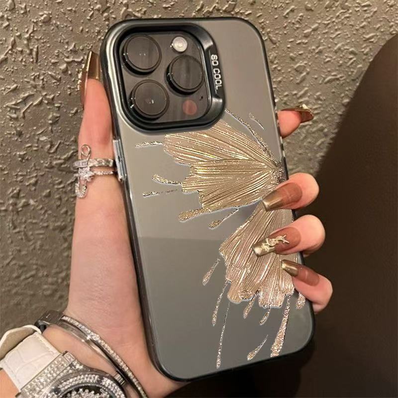 Nueva mariposa dorada para iPhone 16 funda para teléfono móvil Apple 15promax/14 anti-caída 13pro12 personalidad 11
