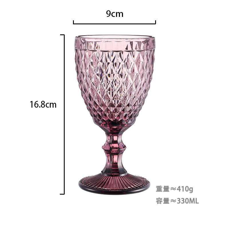 Gran por mayor transfronterizo vasos de vino en relieve europeos tazas de vidrio de colores tazas de bebida de jugo de frutas espesadas tazas de leche de boda tazas de pies altos