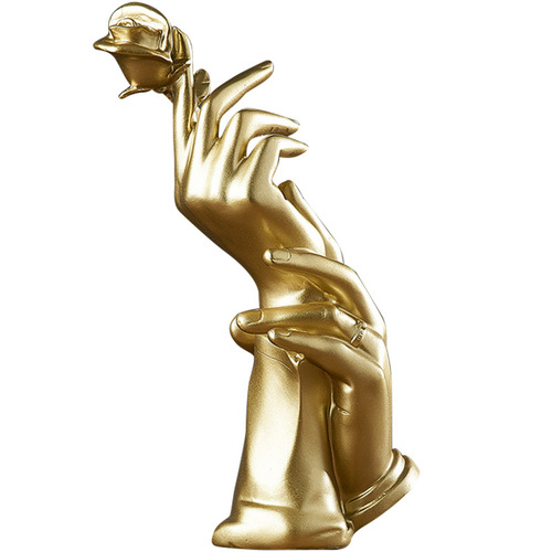 Nordic light luxury gold handheld rose resin decorative ornaments TV cabinet dining room living room wine cabinet decorative ornaments