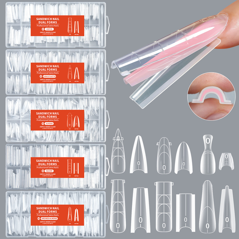 Popular Nail Art Sandwich Nail Mold for Quick Extension, Paperless Crystal Phototherapy Mold-Free Construction