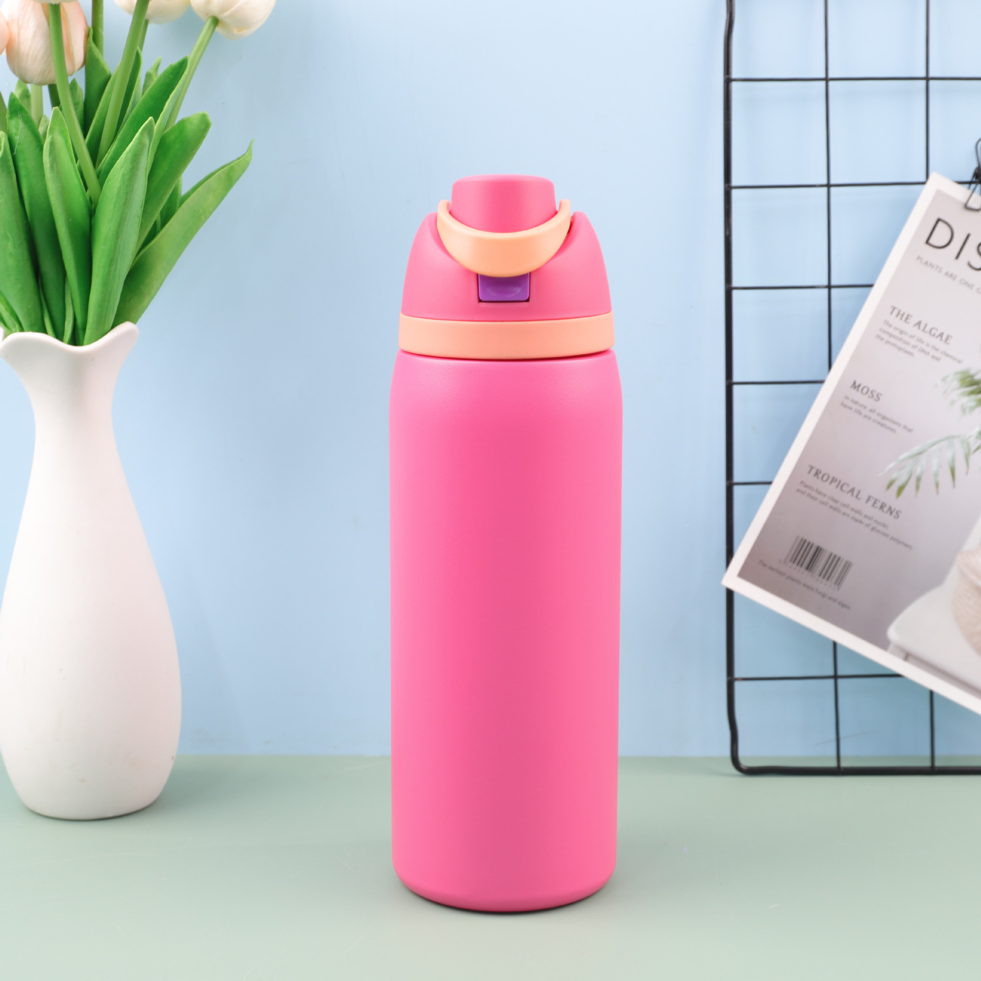 Cross-border 304 taza de acero inoxidable con taza de fruta portátil rebote de gran capacidad portátil doble bebida kettle deportivo