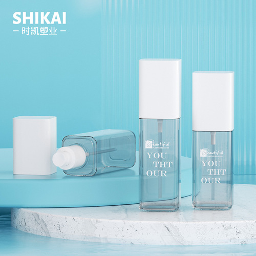 New 100/120ml Square Card Cover Pump Spray Bottle with PET Plastic Refill Bottle for Travel