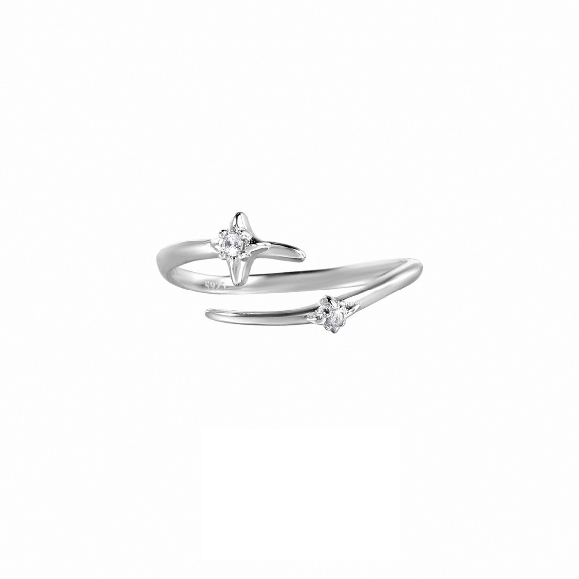 Stackable Plain Band And Tiny Cubic Zirconia Ring Set In Minimalist European Style. Perfect For Work, Daily And Casual Wear. Hypoallergenic And Tarnis_voghion.com