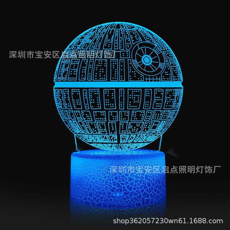 Cross-border supply Star Wars dead star Black Warrior series 3D night light creative vision LED gift 3d light