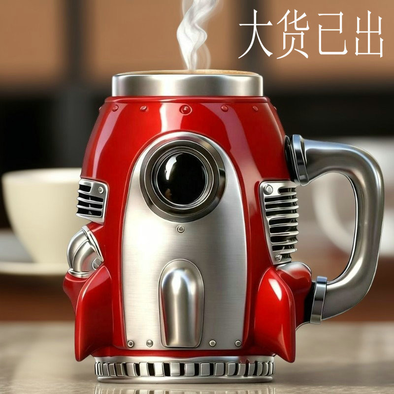 Cross-Border 2026 New Model Rocket Coffee Cup Creative Resin Stainless Steel Water Cup Spaceship Mug