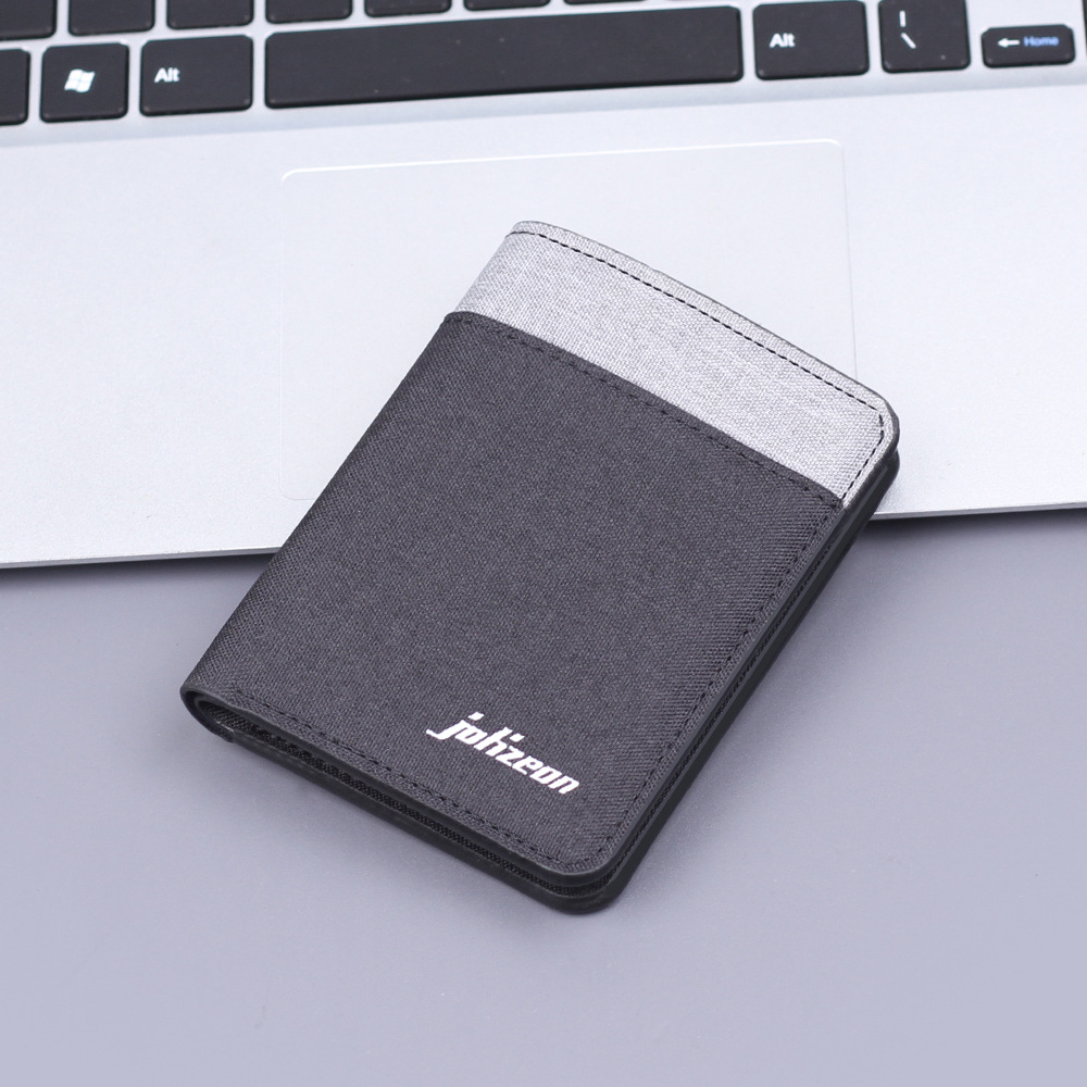 Cartera de lona para hombres, bolsa de tarjetas para hombres, tela suave, cartera vertical para hombres, 5 tarjetas, cartera corta para hombres, ultra delgada