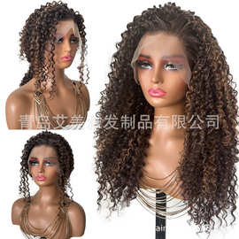 欧美假发女非洲小卷发钢琴色挑染爆炸头蓬松长卷发耐热纤维全头套