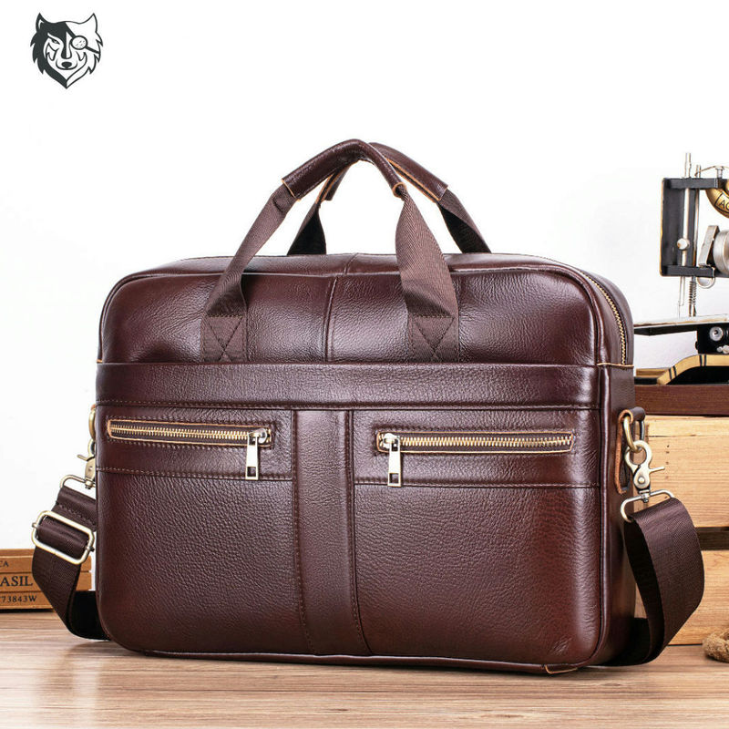 Genuine Leather Men's First-Layer Cowhide Business Briefcase Portable Shoulder Bag Crossbody Bag Hot Selling Laptop Men's Bag