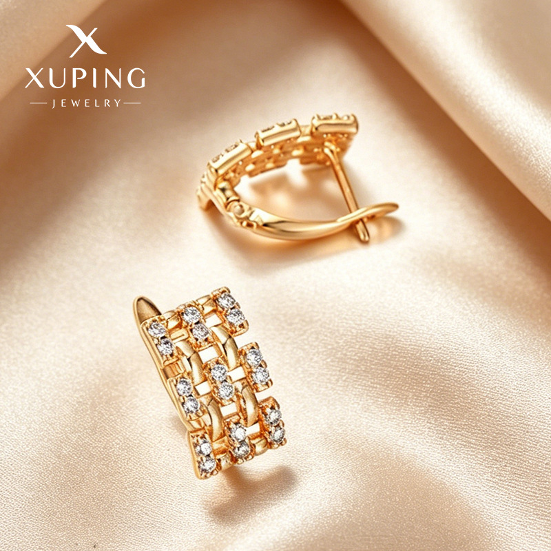 Xuping estilo simple geometría cuadrada perilla nicho diseño retro aretes rusos de aleación de cobre orejas para mujeres