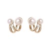 Brand cute retro small design earrings from pearl, double wear, trend of season