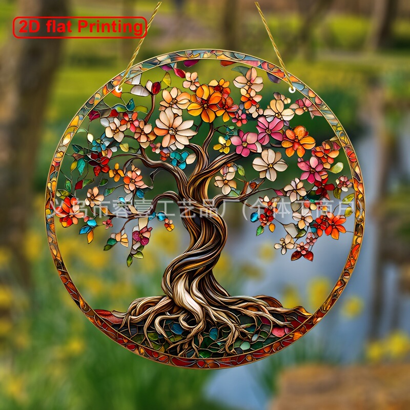 2025 Cross-Border Most Colorful Acrylic Life Tree Sunlight Catching Window Decoration Suitable for Home and Garden