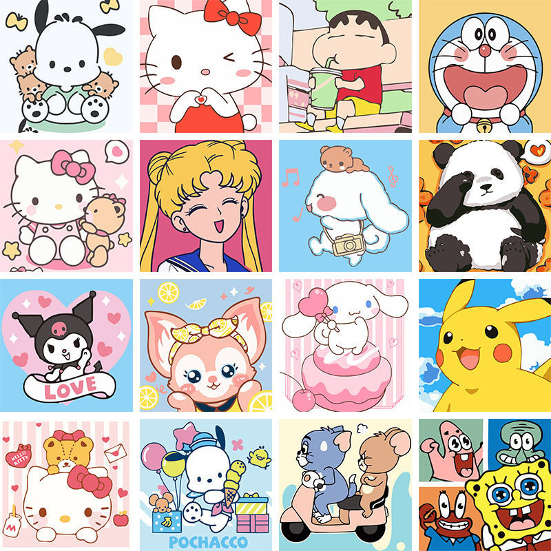 Digital oil painting 30-30 wholesale children's handmade diy cartoon animation stall Sanrio landscape coloring decorative painting