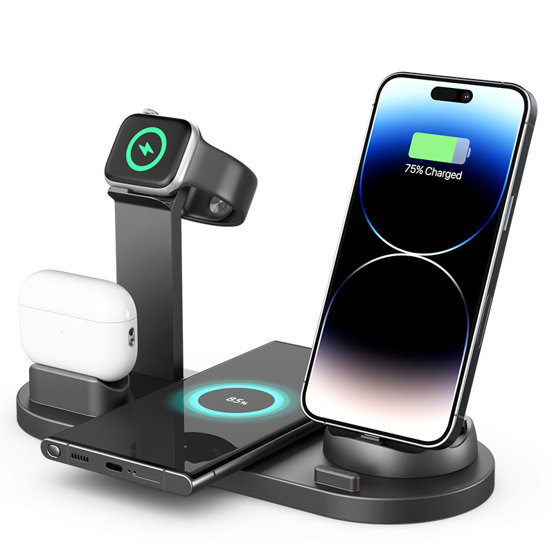 Cargador inalámbrico popular transfronterizo para teléfonos móviles, soporte de carga para auriculares, soporte para reloj, cargador inalámbrico multifunción tres en uno