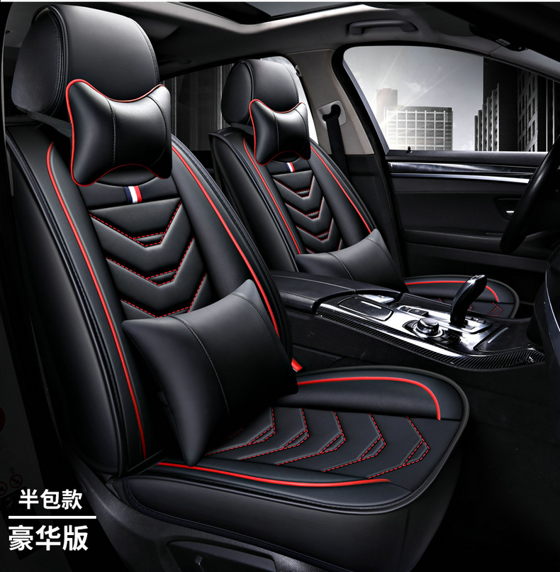 Car Seat Cover, All-Leather, Full Surround, Cartoon Design, Suitable for Honda Hr-V, Civic, Cr-V, Fit, Universal for All Seasons