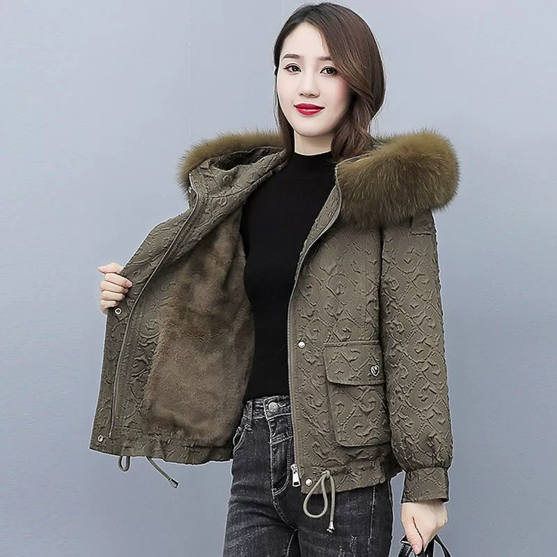 Fleece short down jacket, increased thickness, bright catchy style, fitted, western style