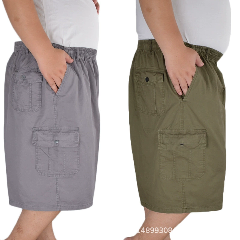 Летние хлопковые мужские тонкие спортивные шорты больших размеров с несколькими карманами, толстые брюки с высокой талией и глубоким шаговым швами, толстые пляжные брюки с несколькими карманами