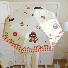 红苹果小猫雨伞折叠便携晴雨两用伞防晒防紫外线ins风太阳伞批发