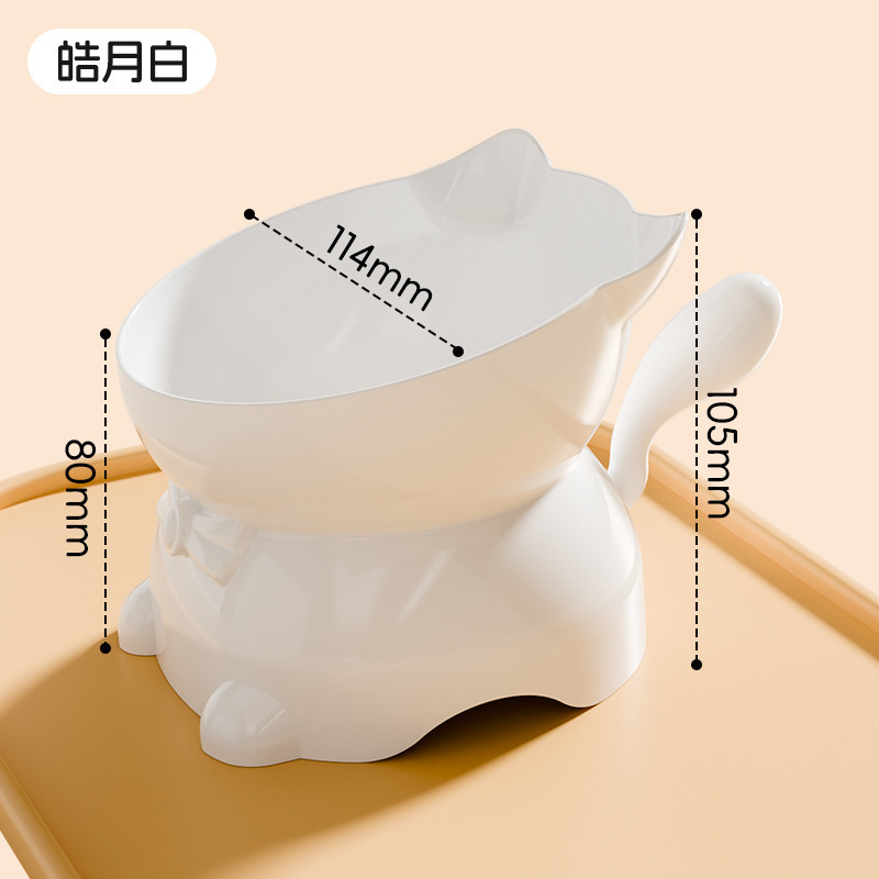 花螗季猫碗陶瓷猫食盆高脚猫咪饭碗水碗防打翻斜口猫碗不锈钢猫碗|undefined