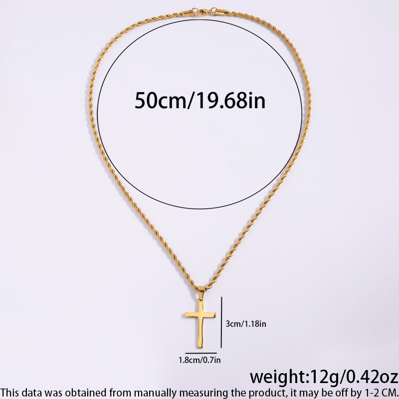 Titanium stalen kruis ketting voor heren met gedraaide schakel_voghion.com