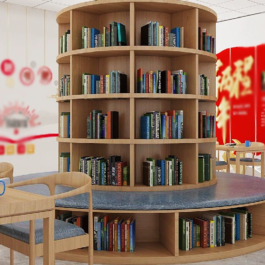 Напольный книжный шкаф и табурет, встроенный в общественный зал детского сада, многофункциональная экологически чистая книжная полка школьной библиотеки