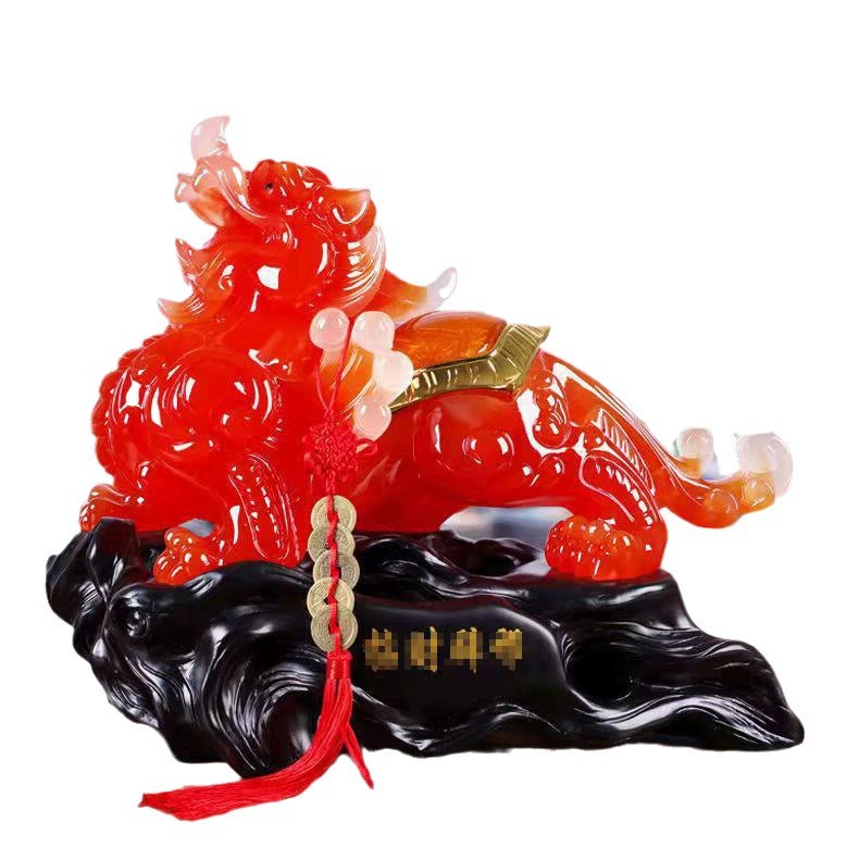 Имитация нефрита Pixiu, аксессуары для дома, привлекающие богатство, изделия из смолы Pixiu, украшения для гостиной, украшения для магазина, подарки для открытия.