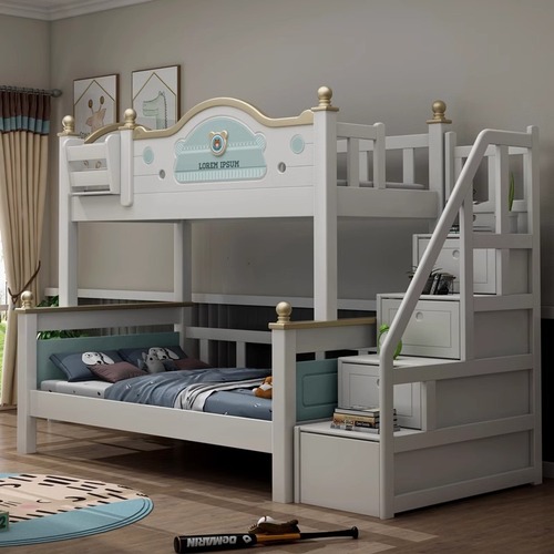 Solid wood bunk bed, small apartment shelf, bunk bed, double bunk bed, two-layer wooden bed, high and low children's bed