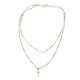 European and American Cross-border Hot Selling Fashion Simple Stackable Cross Double-layer Necklace Golden silver Round Bead Chain Neck Chain