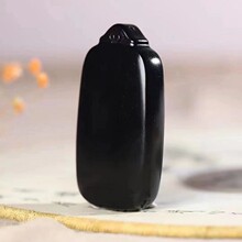 厂家直供玉器工艺品天然和田玉羊脂级墨玉平安无事牌玉石男女挂件