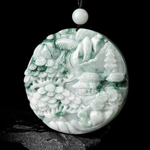 Natural Burma a Jade Floating Flower Mountain Water Brand Ice Pendant Pendant for Men and Women Sihui Jade Wholesale