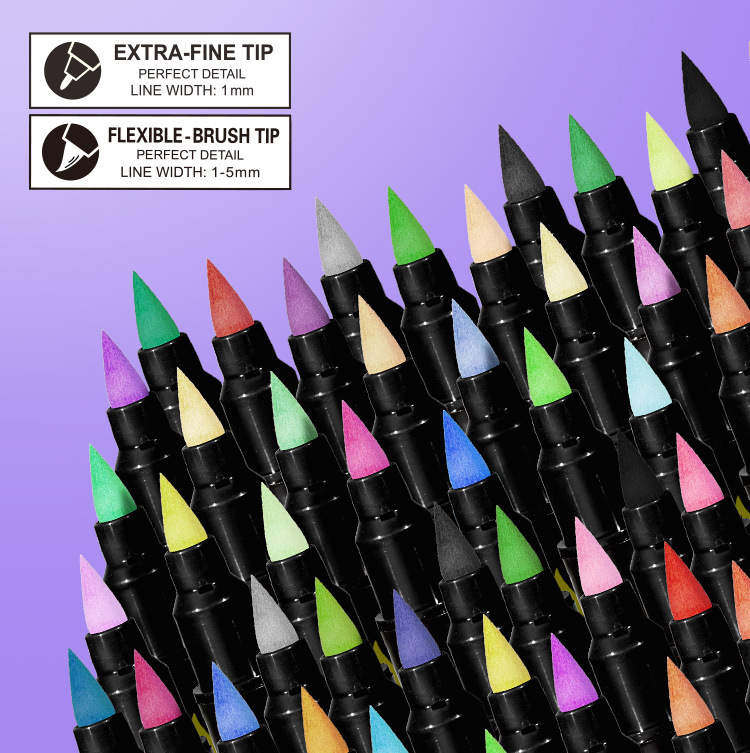 Guangna GN6200 cabeza de pelo suave marcador acrílico 84 traje de color de doble cabeza a base de agua marcador de la pintura del arte de la pluma