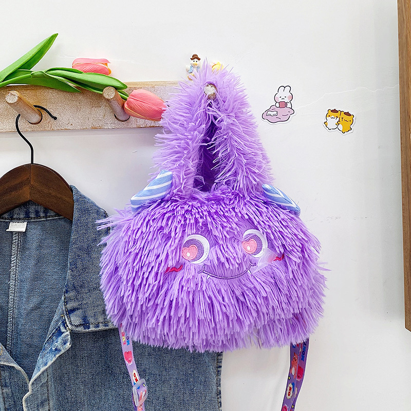 Nueva chica Corazón de dibujos animados monstruo bolso lindo Monster de un solo ojo de peluche hombro bolsa de mensajero bolsa de teléfono móvil