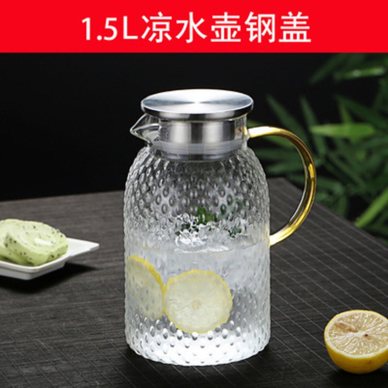 Estilo japonés martillado fría caldera vidrio gran capacidad martillado frío hervidor traje de agua tetera taza de arroz grano con tapa