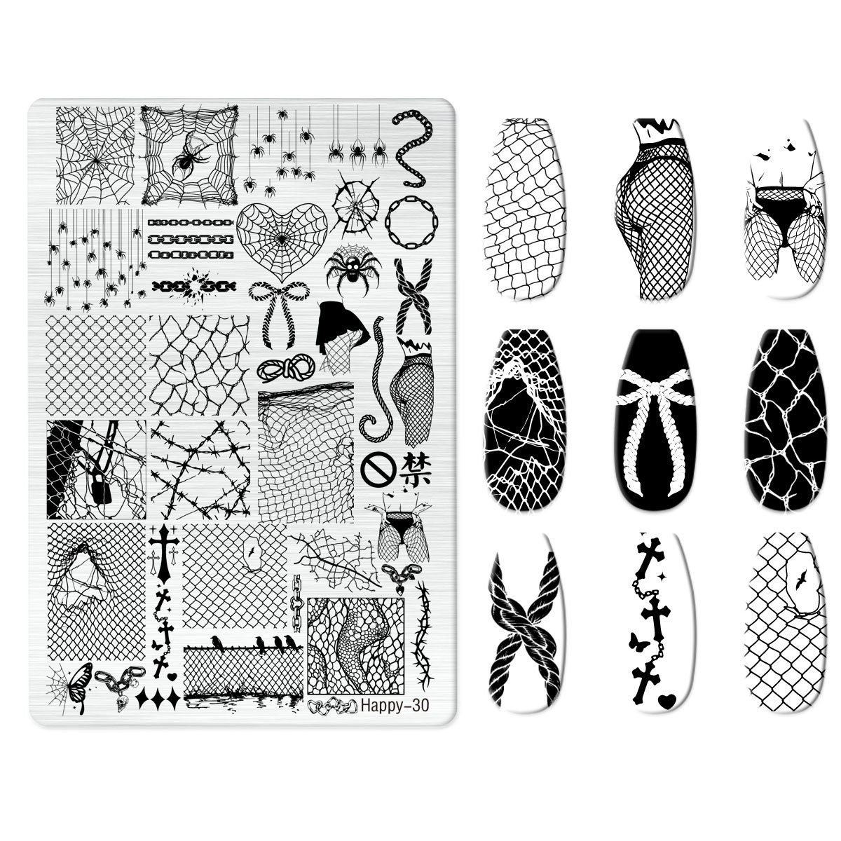 Xiaohongshu's Popular Jingtian Nail Art Stamping Plate Kt Cat Nail Art Bow Cartoon Line Frosted Stamping Plate