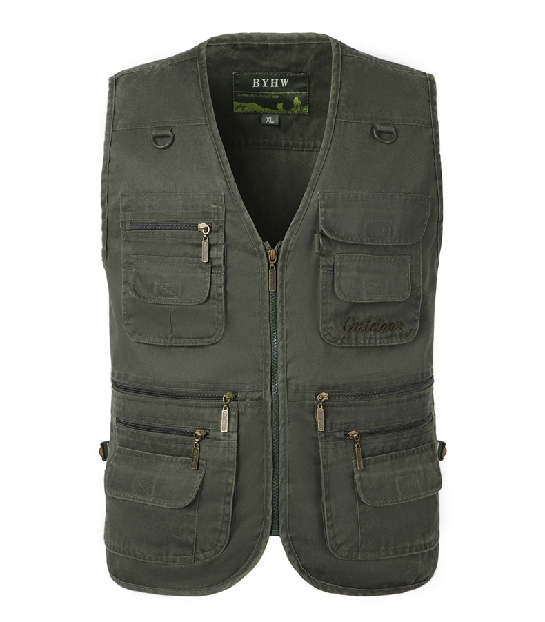 Primavera y otoño Chaleco de mezclilla multibolsillos para hombres de mediana edad y ancianos 16 bolsillos Chaleco de algodón 7XL de tamaño extra grande 4 pies de cintura
