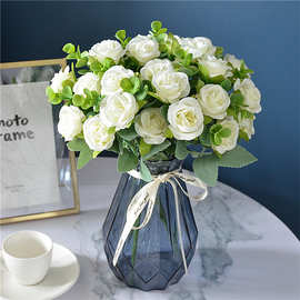 仿真花金钱玫瑰把花 欧式门楣花环插花客厅餐厅吧台装饰场景布置