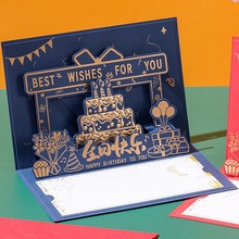 员工立体生日贺卡商务企业公司感谢客户蛋糕祝福礼物卡片