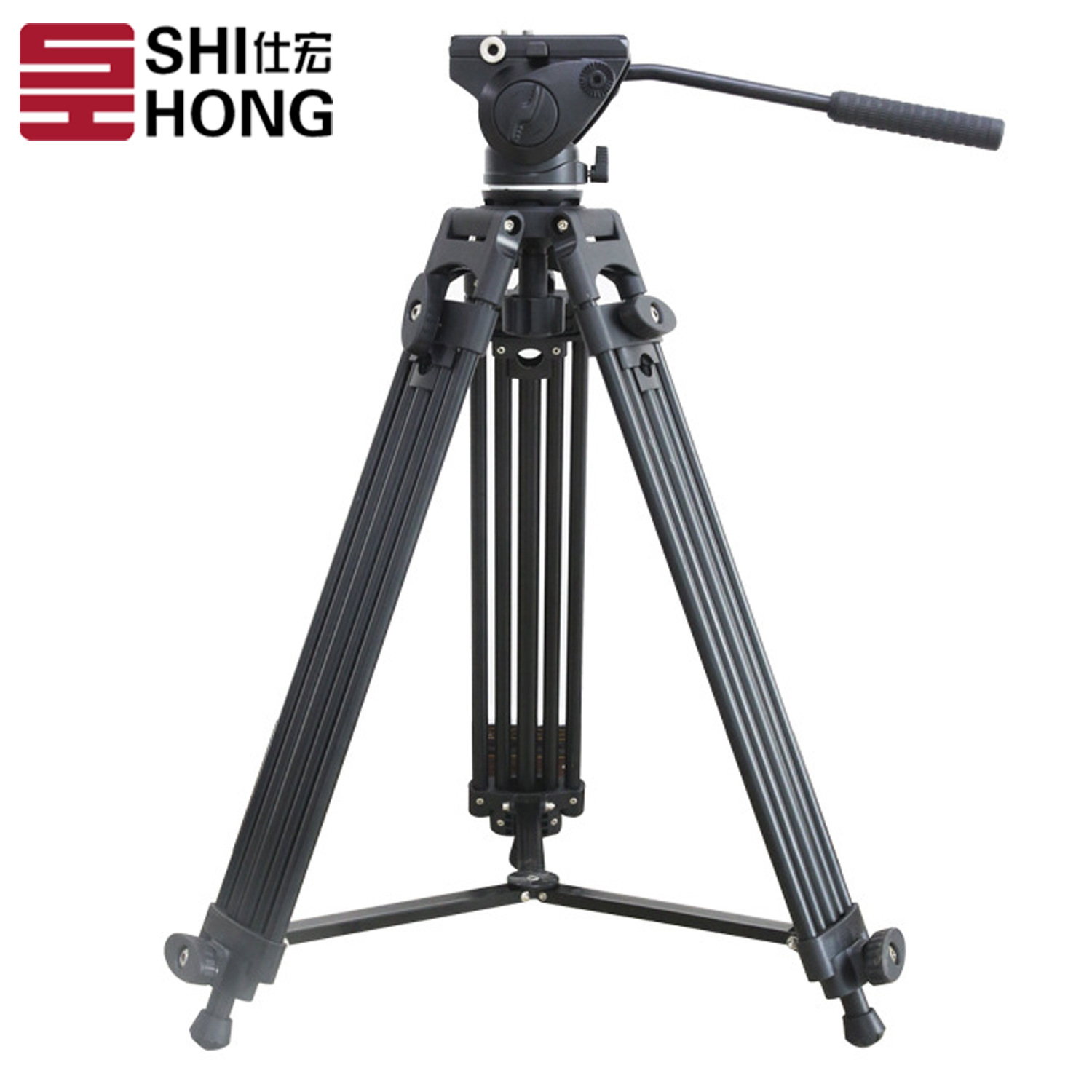 摄影摄像三脚架液压万向阻尼云台套装单反相机三脚架铝合金户外