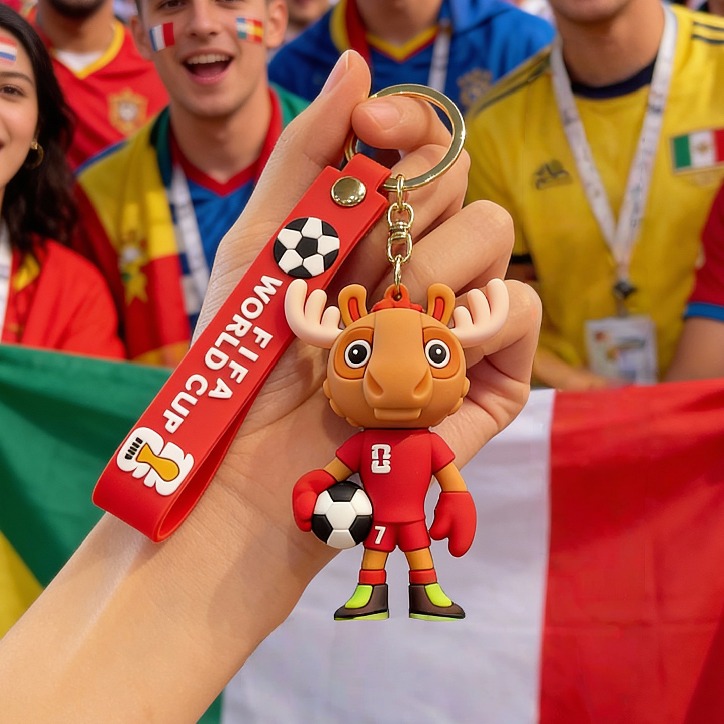 2026世界杯吉祥物钥匙扣挂件足球主题产品pvc软胶挂件书包钥匙挂