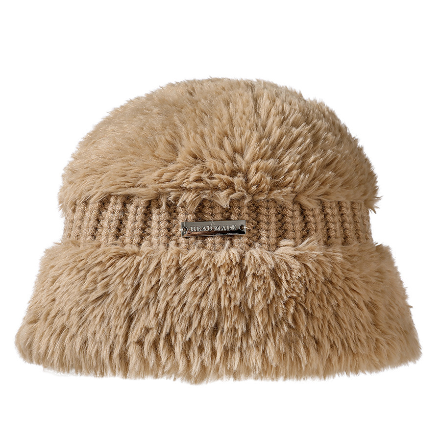 Sombrero de pescador de invierno de las mujeres al aire libre a prueba de viento caliente cuenca sombrero costura engrosada protección del oído sombrero de punto casual sombrero de lana marea