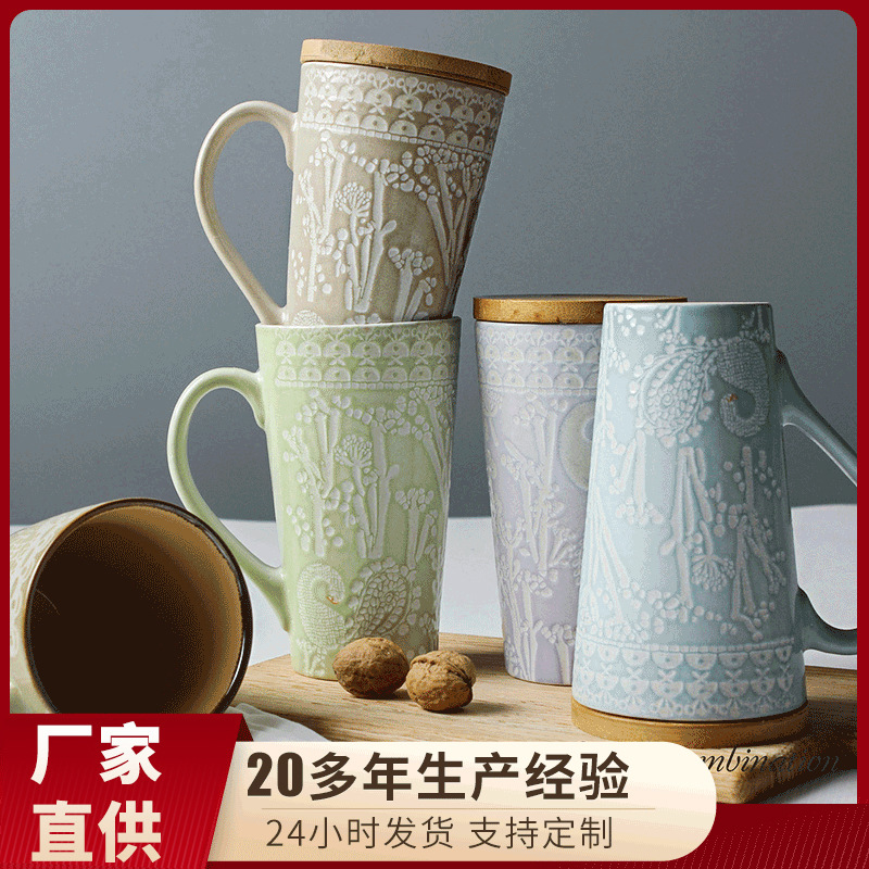 Simple creativo Taza de cerámica hogar Oficina bebida taza al por mayor pintado a mano pareja taza