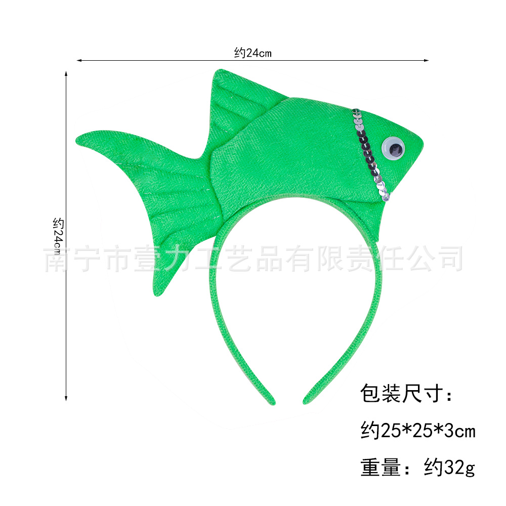 Wansheng rendimiento de la etapa tocado suministros de juego de Navidad peces animales diadema Vida Marina Goldfish diadema