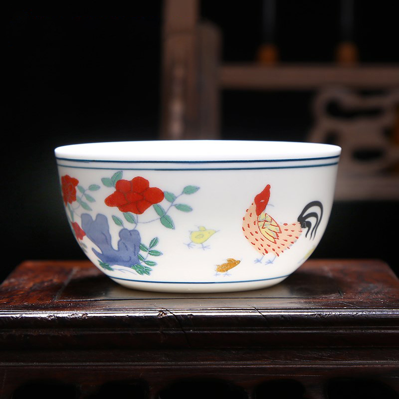 成化斗彩手制瓷主人杯薄胎品茗杯鸡缸杯陶瓷茶杯|ru