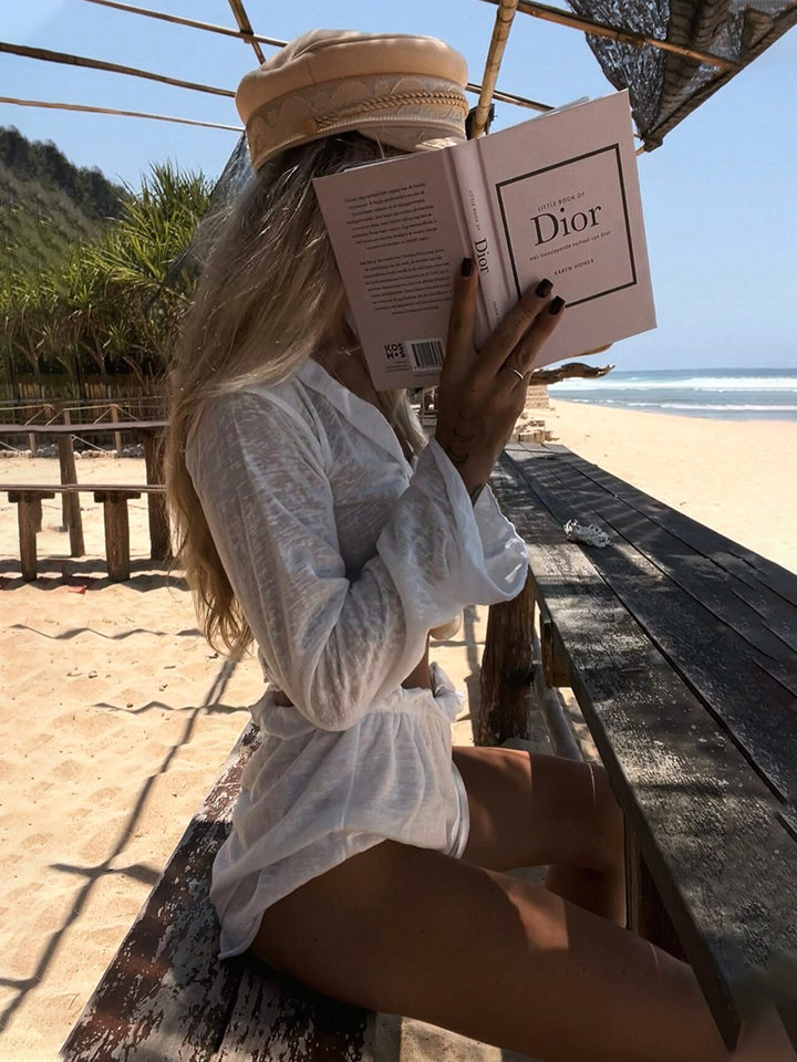 Bộ đồ ngủ nữ áo cardigan thắt dây kèm quần short dệt kim mặc nhà thoải mái — Màu trắng, Màu đen chi tiết 27